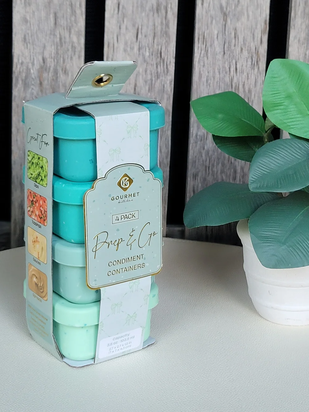 Prep & Go Condiment Containers - Mint & Teal (4-Pack)